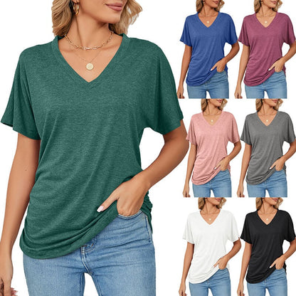 💕V-Neck culoare solidă vrac doamnelor topuri🌷