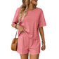 💝Reducere de 49%💝Set din două piese pentru femei, compus din tricou cu dungi și pantaloni scurți