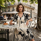 🌹🦋Rochie midi elegantă cu decolteu în V și imprimeu botanic✨
