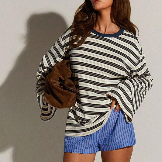 Bluză Casual pentru Femei, cu Dungi, Mărimea Oversized