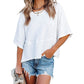 👚50% REDUCERE!💕Tricou pentru femei, cu mâneci evazate în cinci puncte, croi lejer, în culori uni
