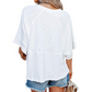 👚50% REDUCERE!💕Tricou pentru femei, cu mâneci evazate în cinci puncte, croi lejer, în culori uni