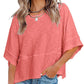 👚50% REDUCERE!💕Tricou pentru femei, cu mâneci evazate în cinci puncte, croi lejer, în culori uni