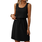 💝Reducere de 50%💝Rochie fără mâneci pentru femei, din tricot tip waffle, cu cordon la talie👗