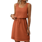 💝Reducere de 50%💝Rochie fără mâneci pentru femei, din tricot tip waffle, cu cordon la talie👗