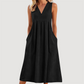 💝Reducere de 50%💝Rochie midi casual fără mâneci, cu decolteu în V, pentru femei