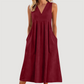 💝Reducere de 50%💝Rochie midi casual fără mâneci, cu decolteu în V, pentru femei