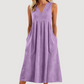 💝Reducere de 50%💝Rochie midi casual fără mâneci, cu decolteu în V, pentru femei