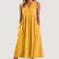💝Reducere de 50%💝Rochie midi casual fără mâneci, cu decolteu în V, pentru femei