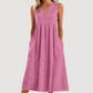 💝Reducere de 50%💝Rochie midi casual fără mâneci, cu decolteu în V, pentru femei