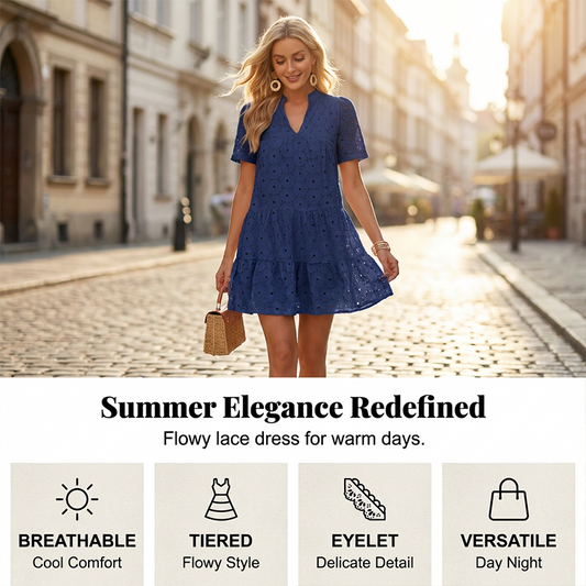 💝Reducere de 49%💝Rochie babydoll de vară din dantelă, cu croi lejer, pentru femei