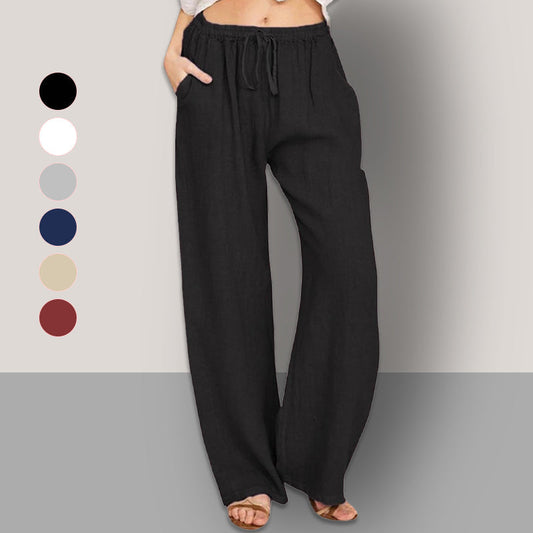 📢📢REDUCERE DE 60%!! ✨😍Pantaloni largi de vară din bumbac și in pentru femei