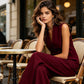 Set din bumbac și in pentru femei: maiou fără mâneci și pantaloni lungi