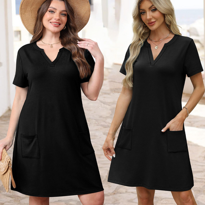 🥳VÂNZARE FERICITĂ DE VARĂ🥳💞50K+ VÂNDUTE!💥REDUCERE 50%! 🔥Rochie Casual pentru Femei, Croială Largă, cu Mânecă Scurtă