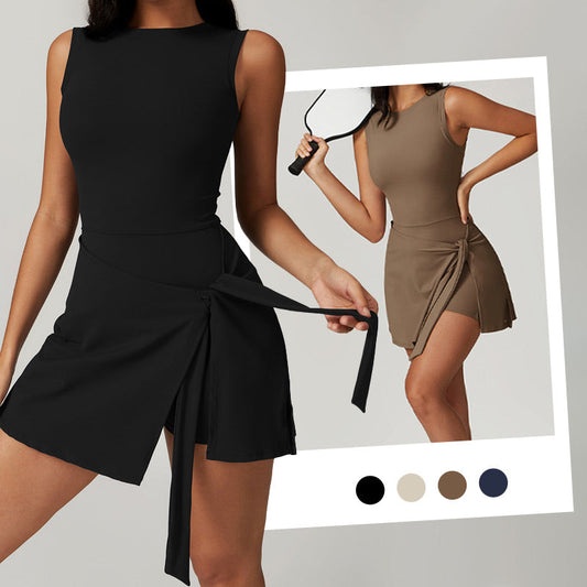 🔥Vânzare de vară 40% REDUCERE💕Salopete sport solide cu noduri înfășurate pentru femei🏃‍♀️