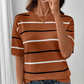 Tricou cu mânecă scurtă pentru femei, clasic, în dungi
