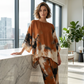 Set Pantaloni și Top cu Imprimat Abstract și Tăietură Evazată