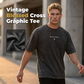 Tricou Vintage pentru Bărbați cu Imprim Cross & Letter