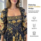 📢📢REDUCERE DE 50%!! ✨👗Rochie lungă cu guler pătrat și imprimeu floral retro