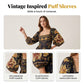 📢📢REDUCERE DE 50%!! ✨👗Rochie lungă cu guler pătrat și imprimeu floral retro