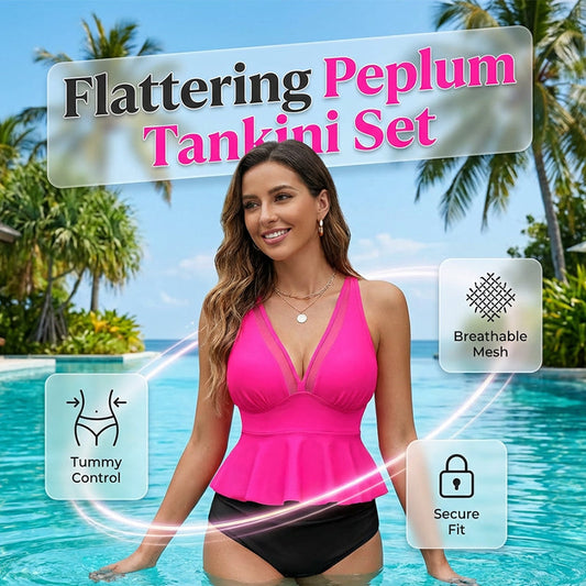 🏖️Reducere de 50%👙Set de tankini cu volane pentru femei, cu slip