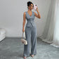 📢📢REDUCERE DE 45%!! ✨Set de 2 piese pentru femei: Vest fără mâneci și Pantaloni cu picior larg