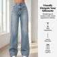 📢📢REDUCERE DE 50%!! ✨👖Blugi din denim pentru femei, cu talie înaltă și croi drept💟