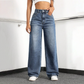📢📢REDUCERE DE 50%!! ✨👖Blugi din denim pentru femei, cu talie înaltă și croi drept💟