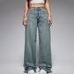📢📢REDUCERE DE 50%!! ✨👖Blugi din denim pentru femei, cu talie înaltă și croi drept💟