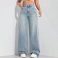 📢📢REDUCERE DE 50%!! ✨👖Blugi din denim pentru femei, cu talie înaltă și croi drept💟
