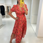 💝Reducere de 49%💝Rochie pentru femei cu decolteu în V și imprimatur floral