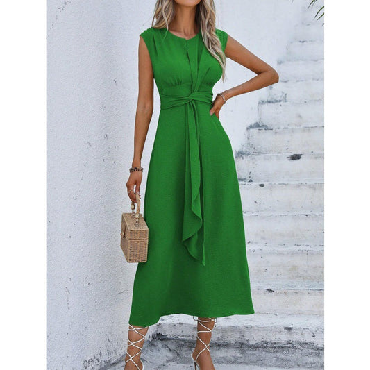💝Reducere de 40%💝Rochiță pentru femei cu guler rotund, elegantă, în culoare solidă