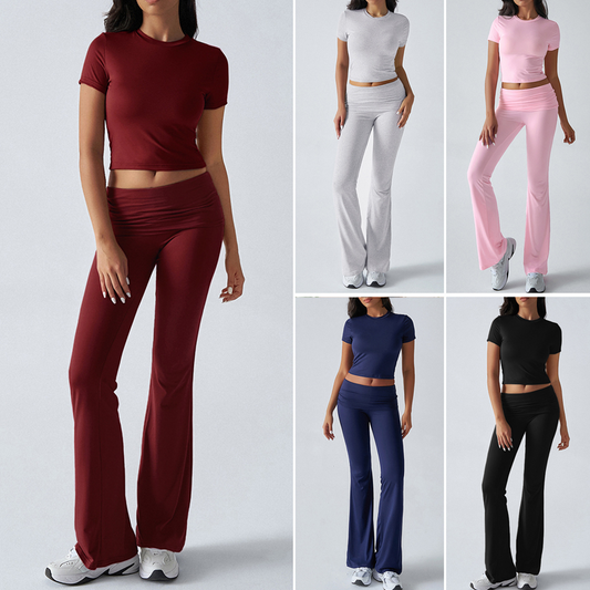 💖Set de top și pantaloni evazați pentru femei, 2 piese