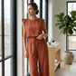✨ Set Damă Top Fără Mâneci cu Dantela & Pantaloni Largi – Elegant, Confortabil & Feminin, Brâu Inclus, S-XL, 6 Culori 🌸