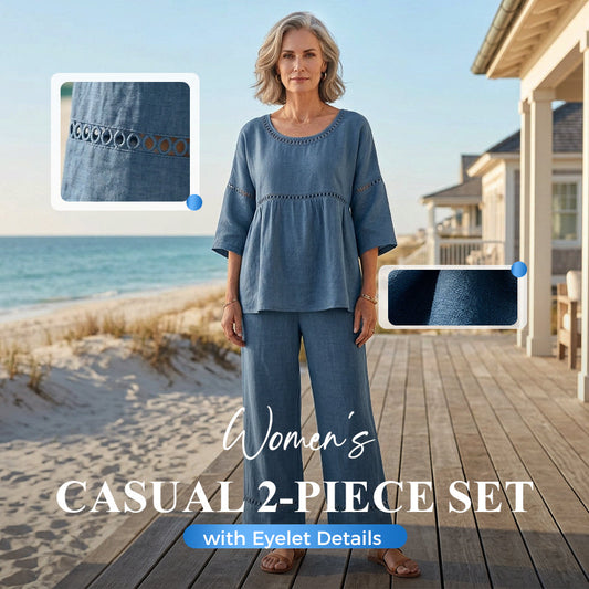 Set de 2 piese casual pentru femei, cu detalii cu ochiuri