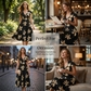 Rochie casual pentru femei, cu imprimeu, decolteu în V și volane