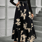 👗Rochie Maxi cu Mânecă Lungă, Croială în Linia A, cu Motive Florale pentru Femei