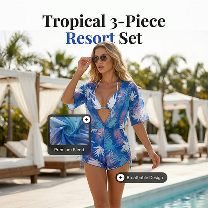 💖Oferte speciale de schimbare de sezon!🏖️Set de 3 piese imprimate sexy pentru femei