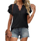 ✨【S-2XL】🌷Femeii Casual V-Neck Ruffle tricou cu mânecă scurtă🥰