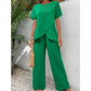 💃 Costum feminin bluză asimetrică + pantaloni largi, lejer și confortabil, stil elegant fără efort