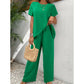 💃 Costum feminin bluză asimetrică + pantaloni largi, lejer și confortabil, stil elegant fără efort