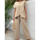 💃 Costum feminin bluză asimetrică + pantaloni largi, lejer și confortabil, stil elegant fără efort