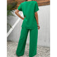💃 Costum feminin bluză asimetrică + pantaloni largi, lejer și confortabil, stil elegant fără efort