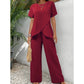 💃 Costum feminin bluză asimetrică + pantaloni largi, lejer și confortabil, stil elegant fără efort
