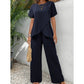 💃 Costum feminin bluză asimetrică + pantaloni largi, lejer și confortabil, stil elegant fără efort