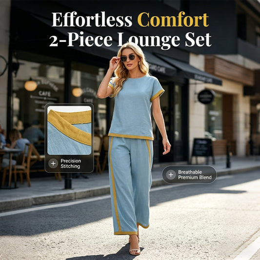 🎁Nou 2026 - Reducere de 50%💥Set de 2 piese casual pentru femei cu margini contrastante