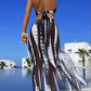 👙 REDUCERE DE 45% PENTRU TIMP LIMITAT! ✨ Costum de baie două piese cu dungi – Gât cu legături, detaliu cu inel, elasticitate ridicată 🌊