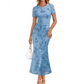 Rochie midi mermaid din plasă florală pentru femei