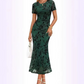 Rochie midi mermaid din plasă florală pentru femei