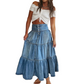 👗 REDUCERE DE 50% PENTRU TIMP LIMITAT! ✨ Fustă Maxi din Denim – Talie Înaltă, Cu Volane, Formă A, Cu Nasturi în Față ✨